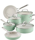 KitchenAid 10-Piece Hard Anodized Ceramic Nonstick Cookware Set, Pistachio