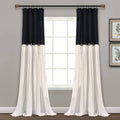 Lush Decor Linen Button Single Panel Window Curtain - 84"L x 40"W - Black & White