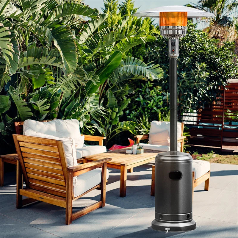 50,000 BTU Propane Patio Heater, Standing Stainless Steel Outdoor Heater with Wheels, Triple Protection, CSA Certified for Deck & Commercial