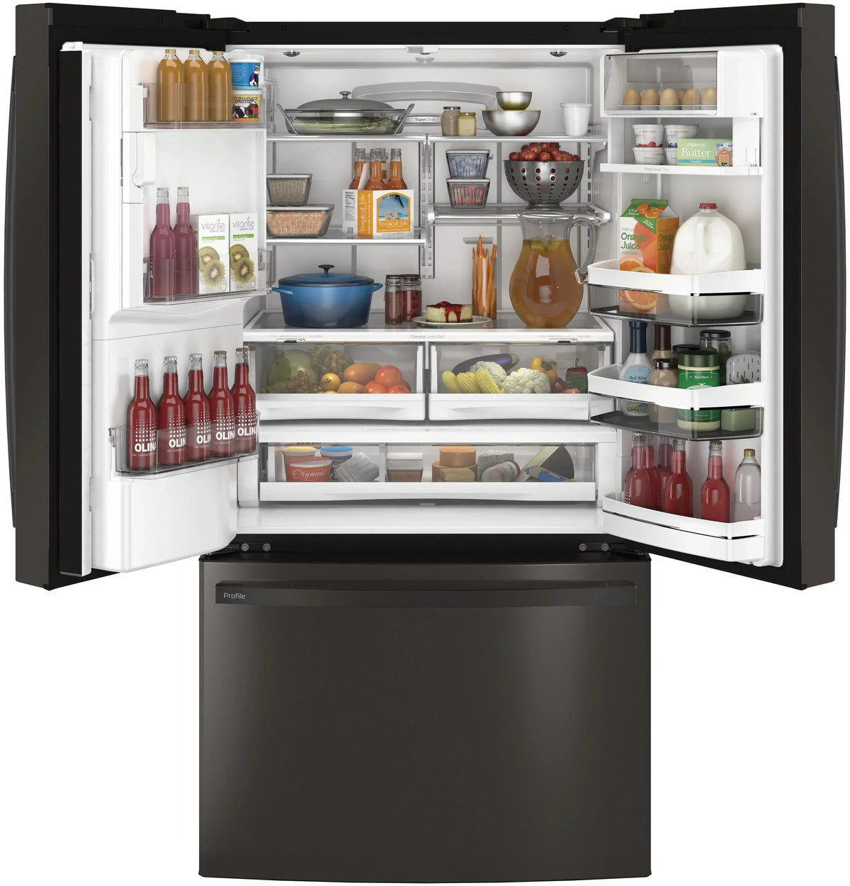Appliances PFE28KBLTS 36 Inch French Door Refrigerator Black Stainless Steel