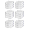 6 Sterilite 20738006 Small Compact Countertop 3 Drawer Desktop Storage Unit