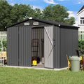 Outdoor Storage Shed, 8'x6' Galvanized Metal Steel Weather Resistant Garden Shed for Bike, Garbage Can, LawnMower, Tool Storage Shed w/Lock, for