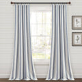 Lush Decor Farmhouse Stripe Yarn Dyed Cotton Window Curtain Panel Pair - 84" x 42" - Navy