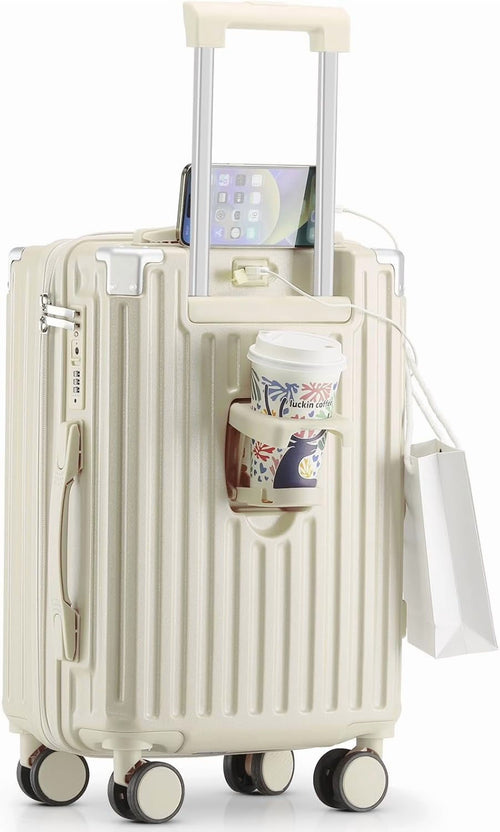 20 in Carry on Luggage with Cup Holder & USB Port, Airline Approved TSA - Locked Luggage, Lightweight PC Material Travel Suitcase