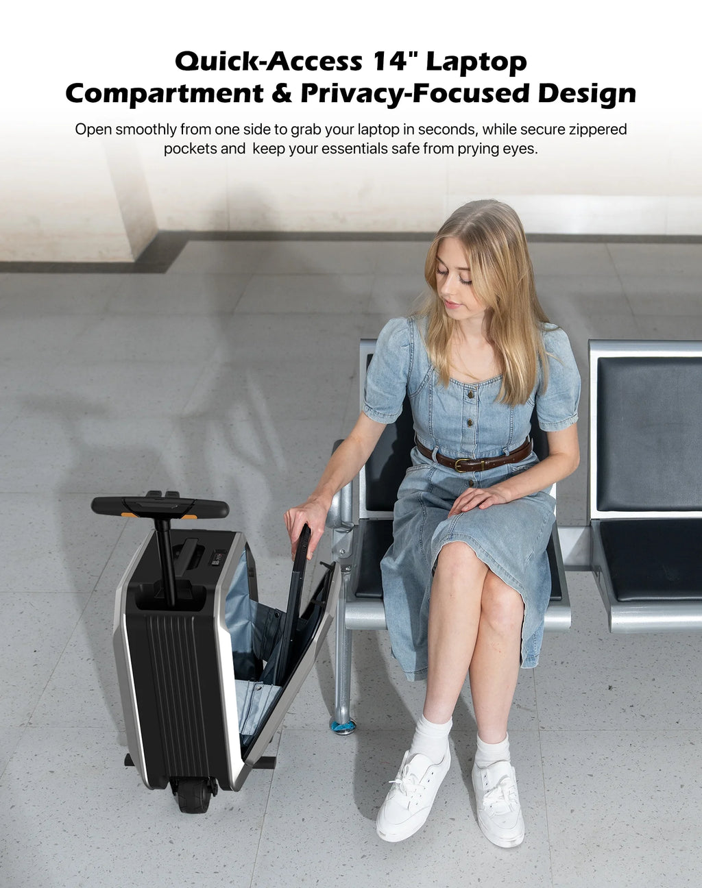 L2 - S Smart Rideable Luggage, Foldable Electric Scooter Suitcase, 6.2 Mph Max Speed, 6.2 - Mile Range, Lightweight Portable Design