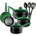 Chef's Star Pots and Pans Set Kitchen Cookware Sets Nonstick Aluminum Cooking Essentials 11 Pieces Green