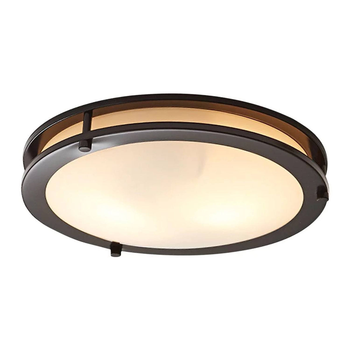 Better Homes & Gardens Classic 12" Bronze Living Room Flush Mount Ceiling Light, Frosted Glass No Bulb